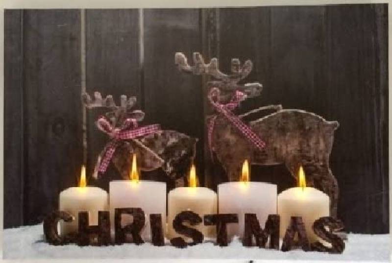 Luna24 simply great ideas... Leinwandbild LED Leinwandbild Weihnachts Kerzen und Rentier beleuchtet Weinachten, Rentiere von Luna24 simply great ideas...