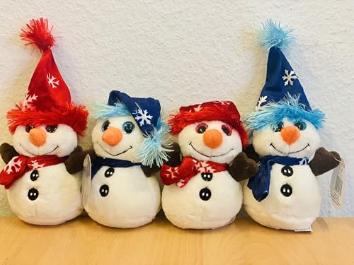 Luna24 simply great ideas... Plüsch Schneemann 4er Set rot und blau, Dekoration Winterzeit, Mitbringsel 17237 von Luna24 simply great ideas...