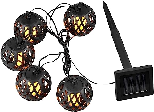 Luna24 simply great ideas... Solar Lichterkette mit 5 runden Bällen + orangefarbenes LED Flackerlicht. Außergewöhnliche Solarleuchte, Solarlampe, Gartenbeleuchtung, Gartenstecker. von Luna24 simply great ideas...
