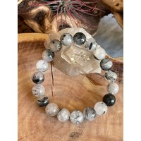 Echter Schwarzer Turmalin in Quarz Perlenarmband, Perlenarmband von LunaKaiCrystals
