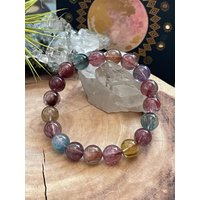 Natürliches Regenbogen Rutilquarz Perlenarmband, Perlenarmband von LunaKaiCrystals