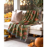 Herbstlaub Gewebte Baumwolldecke - Floraler Herbst Cottage Dekor von LunaLuxo