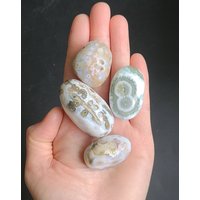 Alter Lager Ozean Jaspis Taschen Stein, Augenförmiger Jaspis, Roher Grüner 7 Chakra Kristall, Entspannungs Beruhigender Kristall von LunaSkyCrystals