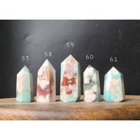 Grüner Blumen-Achat-Turm, Rosa Blumen-Achat-Spitze, Entspannungskristall, Beruhigender Kristall, Heilendes Herzchakra, Kirschblüten-Achat von LunaSkyCrystals