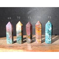 Ozean-Jaspis-Turm, Pastellrosa Ozean-Jaspis-Spitze, Blaugrüner Ozean-Jaspis, Beruhigender Kristall, Heilendes Herzchakra, Lavendel-Ozean-Jaspis von LunaSkyCrystals