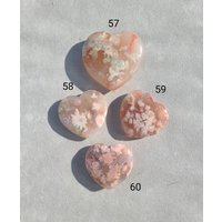 Rosa Blütenachat Herz, Rosa Amethyst Blütenachat, Selbstliebe Kristall, Beruhigender Heilendes Herzchakra, Kirschblüten Achat von LunaSkyCrystals