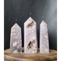 Rosa Blumen Achat Druzy Point, Kirschblüten Turm, Lila Achat, Selbstfürsorge Kristall, Beruhigender Heilendes Herz Chakra von LunaSkyCrystals