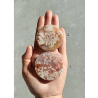 Rosa Blumen Achat Scheibe, Rosa Amethyst Untersetzer, Selbstliebe Kristall, Kirschblüten Handschmeichler, Heilung Herz Chakra von LunaSkyCrystals