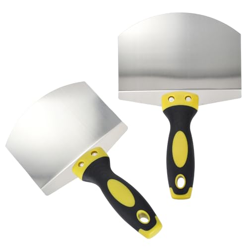 2/4 Stücke Spachtel Set, Malerspachtel aus Rostfreiem Edelstahl, Schaber Palettenmesser Kratze, Gipser Spachtel mit Kunststoffgriff mit Aufhängeloch für Wände Abkratzen (Modell 1, 2er-Pack) von Lunaanda