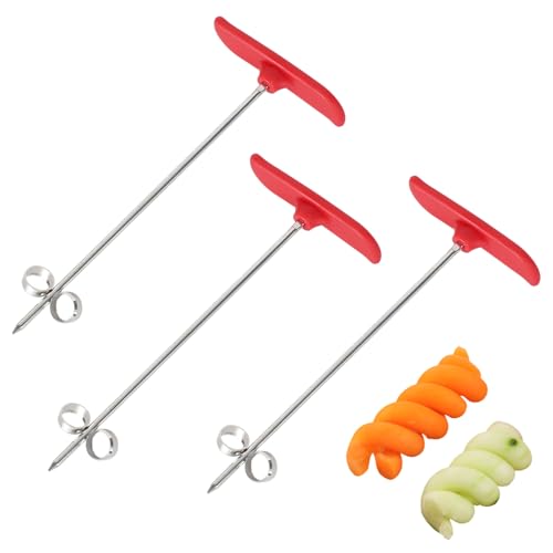 3 Stück Spiralschneider Kartoffel, Edelstahl Gemüse Spiralschneider,Handbuch Edelstahl Spiral Chips Cutter, Kreativer Spiral-Blumenschneider,Für Karotten,Gemüse, Obst,Gurke von Lunaanda