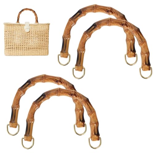 Lunaanda 4 Stück Handtaschengriffe Aus Bambus, 15,5cm U-Form Taschengriffe Bambus, Bambusgriffe für Taschen, Taschenhenkel für Häkeltaschen, Taschengriffe Holz, DIY Taschenzubehör von Lunaanda