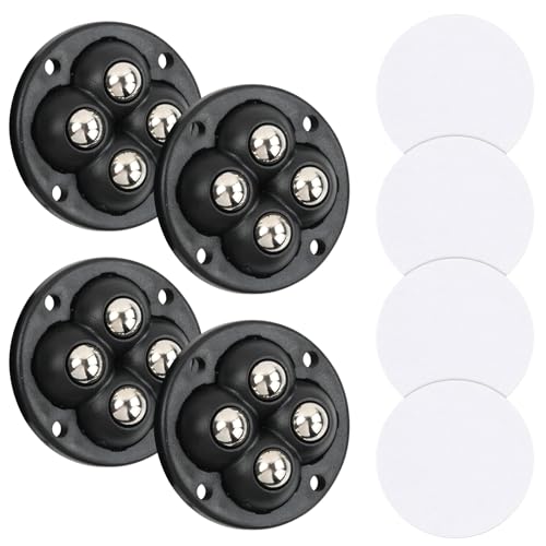 4 Stück Selbstklebende Kugelrollen, Schwerlast Möbelrollen Flach, selbstklebende Rollen mit 360-Grad-Rollkugeln, Möbelrollen Klein für Transport von Möbeln,Waren,Regale (Schwarz) von Lunaanda
