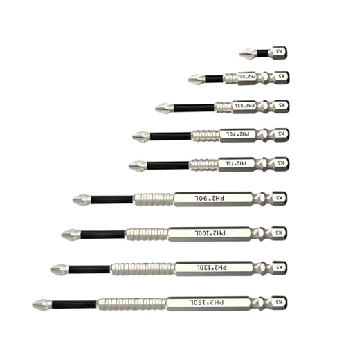 9 Stück High-Magnetic Screwdriver Drill Bit, Hochmagnetischer Schraubendreher-Bohrer-Satz, Langlebige und Rutschfeste Schraubendreher-Bits, Präzisionsbohren und Befestigungen (25–150 mm) von Lunaanda