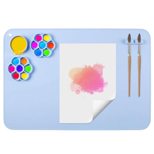 Silikon Malunterlage, 60 × 40 cm Bastelmatte groß, Blaue Silikon Bastelunterlage Kinder, Antihaft große wiederverwendbare Malmatte Blatt Matte für Aquarell Schneiden Kunst Schöpfung Ton (Pastellblau) Silikon Malunterlage, 60 × 40 cm Bastelmatte groß, Blaue Silikon Bastelunterlage Kinder, Antihaft große wiederverwendbare Malmatte Blatt Matte für Aquarell Schneiden Kunst Schöpfung Ton (Pastellblau) von Lunaanda