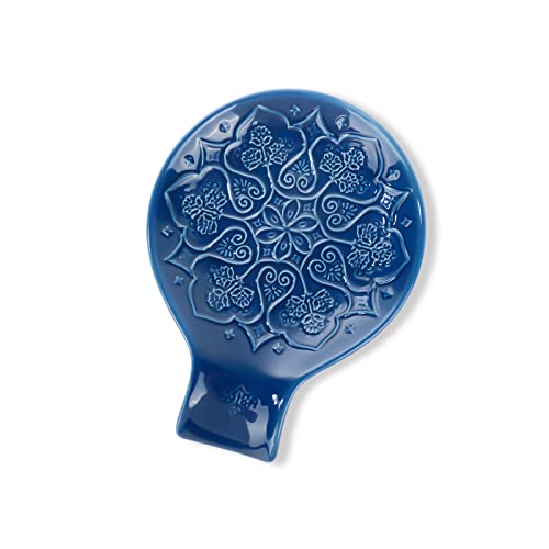 Keramik-Löffelablage für Küchentheke und Herdplatte – Keramik-Löffelhalter im Bauernhaus-Stil zum Kochen und Thekenschutz (blau) von Lunaicorn