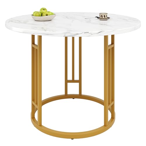 Lunanniu 80cm Runder Esstisch, Küchen-Esstisch, Runder Couchtisch mit robustem Metallgestell für 2-4 Personen, Wohnzimmer & Wohnungen, Gold Lunanniu 80cm Runder Esstisch, Küchen-Esstisch, Runder Couchtisch mit robustem Metallgestell für 2-4 Personen, Wohnzimmer & Wohnungen, Gold von Lunanniu