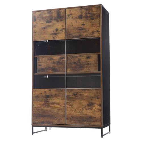 Vitrine 80 x 40 x 138cm LED-Beleuchtung Standvitrine,Vitrinenschränke mit 2 Schubladen, Stauraumvitrine mit Acrylblende für Küchen Wohnzimmer Schlafzimmer Büro Sammlervitrine Schwarz + Holzmaserung Vitrine 80 x 40 x 138cm LED-Beleuchtung Standvitrine,Vitrinenschränke mit 2 Schubladen, Stauraumvitrine mit Acrylblende für Küchen Wohnzimmer Schlafzimmer Büro Sammlervitrine Schwarz + Holzmaserung von Lunanniu