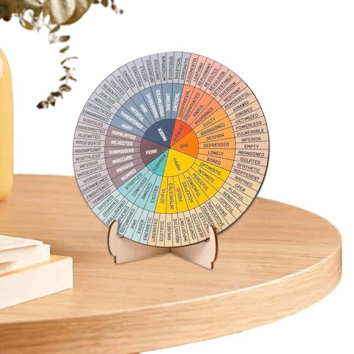 Lunaobrik Beruhigende Emotionsrad-Diagramm - Gefühlsrad Mit Ständer, Doppelseitige Gefühlskarte Aus | Farbrad „Gesundheitsgefühle“, „Gesundheitsgefühle Psychologie“ Für Schreibtisch, von Lunaobrik