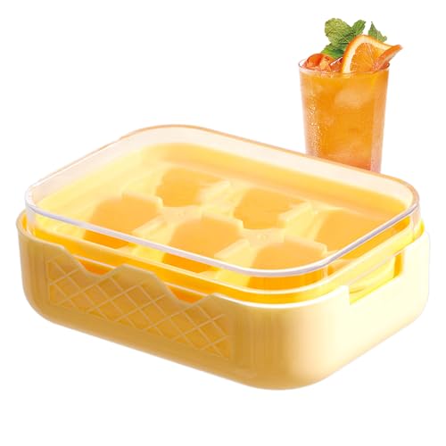 Lunaobrik Eiswürfelformen für Cocktails, Eiskugelhersteller, Eiswürfelform mit 6 Gittern mit Deckel – flexibel zu tragen, einfach zu lösen, wiederverwendbares Design zum Trinken von Lunaobrik