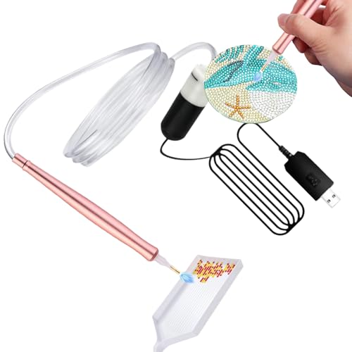Lunaobrik Elektrischer Kugelschreiber mit Strasssteinen | Malstift mit Glitzersteinen und Vakuumpumpe | Automatischer USB-Applikator zur Dekoration von Veranstaltungen und Bastelprojekten von Lunaobrik