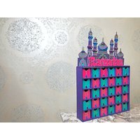 Twilight Ramadan Moschee Countdown Kalender Mdf | Handbemalt Gold Pink Lila Petrol Eid Geschenk Kinder Aktivität von LunarCelebrations