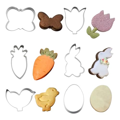 LunarCharm 6 Stück Ausstechform Ostern Set Hasen Ei Blume Schmetterling Küken Karotte Ausstechform Keksausstecher Ostern, Osterkekse Plätzchenausstecher für Backen Kindern von LunarCharm