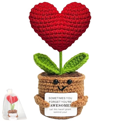 LunarCharm Positive Häkelpuppe mit Herzförmige Blume, handgefertigte Puppe aus gestrickter Wolle mit positiver Karte als Aufmunterungsgeschenk, emotionale Unterstützung LunarCharm Positive Häkelpuppe mit Herzförmige Blume, handgefertigte Puppe aus gestrickter Wolle mit positiver Karte als Aufmunterungsgeschenk, emotionale Unterstützung von LunarCharm