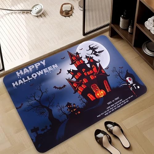 Halloween-Fußmatte, Halloween-Küchenmatte, Kürbis-Teppich, Eingangsmatte für drinnen und draußen, super saugfähig, ultradünn, rutschfest, schnell trocknend, für drinnen und draußen, passt unter die Halloween-Fußmatte, Halloween-Küchenmatte, Kürbis-Teppich, Eingangsmatte für drinnen und draußen, super saugfähig, ultradünn, rutschfest, schnell trocknend, für drinnen und draußen, passt unter die von LunarCrafters