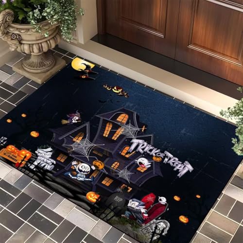 Halloween-Teppich, Halloween-Willkommens-Fußmatte, Halloween-Küchenteppich, Eingangsmatte für drinnen und draußen, super saugfähig, ultradünn, rutschfest, schnell trocknend, für drinnen und draußen Halloween-Teppich, Halloween-Willkommens-Fußmatte, Halloween-Küchenteppich, Eingangsmatte für drinnen und draußen, super saugfähig, ultradünn, rutschfest, schnell trocknend, für drinnen und draußen von LunarCrafters