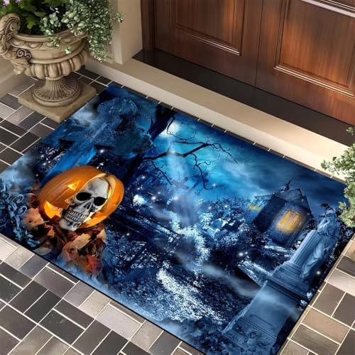 Halloween-Teppich, Halloween-Willkommens-Fußmatte, Halloween-Küchenteppich, Eingangsmatte für drinnen und draußen, super saugfähig, ultradünn, rutschfest, schnell trocknend, für drinnen und draußen Halloween-Teppich, Halloween-Willkommens-Fußmatte, Halloween-Küchenteppich, Eingangsmatte für drinnen und draußen, super saugfähig, ultradünn, rutschfest, schnell trocknend, für drinnen und draußen von LunarCrafters