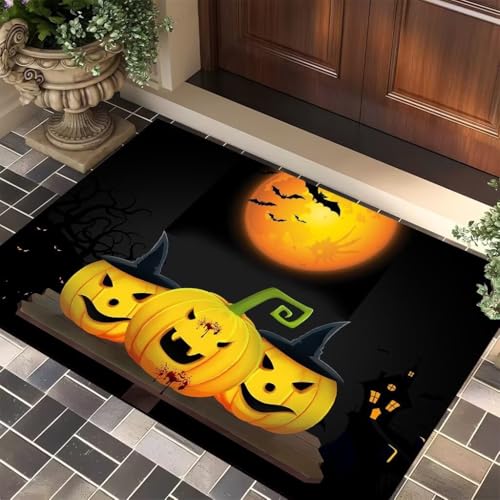 Halloween-Teppich, Halloween-Willkommens-Fußmatte, Halloween-Küchenteppich, Eingangsmatte für drinnen und draußen, super saugfähig, ultradünn, rutschfest, schnell trocknend, für drinnen und draußen Halloween-Teppich, Halloween-Willkommens-Fußmatte, Halloween-Küchenteppich, Eingangsmatte für drinnen und draußen, super saugfähig, ultradünn, rutschfest, schnell trocknend, für drinnen und draußen von LunarCrafters