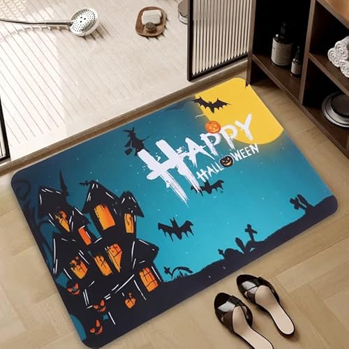 LunarCrafters Halloween-Fußmatte, Halloween-Küchenmatte, Kürbis-Teppich, Eingangsmatte für drinnen und draußen, super saugfähig, ultradünn, rutschfest, schnell trocknend, für drinnen und draußen LunarCrafters Halloween-Fußmatte, Halloween-Küchenmatte, Kürbis-Teppich, Eingangsmatte für drinnen und draußen, super saugfähig, ultradünn, rutschfest, schnell trocknend, für drinnen und draußen von LunarCrafters