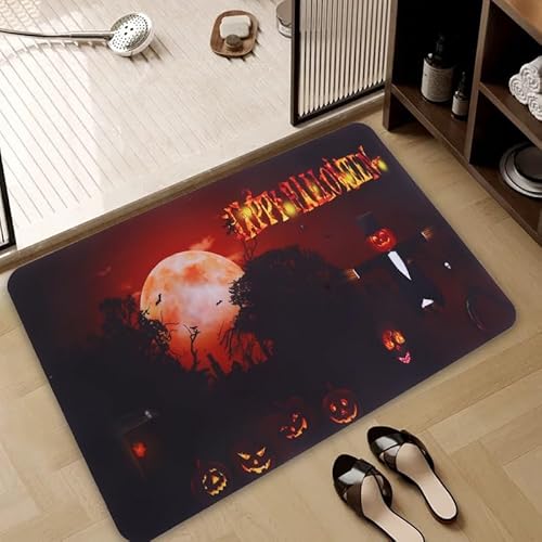 LunarCrafters Halloween-Fußmatte, Halloween-Küchenmatte, Kürbis-Teppich, Eingangsmatte für drinnen und draußen, super saugfähig, ultradünn, rutschfest, schnell trocknend, für drinnen und draußen LunarCrafters Halloween-Fußmatte, Halloween-Küchenmatte, Kürbis-Teppich, Eingangsmatte für drinnen und draußen, super saugfähig, ultradünn, rutschfest, schnell trocknend, für drinnen und draußen von LunarCrafters