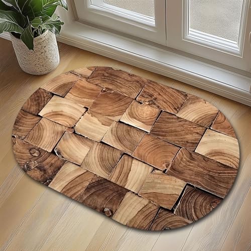 LunarCrafters Holz-Badematte, Holzteppich, Duschmatte, Eingangsmatte für drinnen und draußen, super saugfähig, ultradünn, rutschfest, schnell trocknend, für drinnen und draußen, passt unter die Tür (E LunarCrafters Holz-Badematte, Holzteppich, Duschmatte, Eingangsmatte für drinnen und draußen, super saugfähig, ultradünn, rutschfest, schnell trocknend, für drinnen und draußen, passt unter die Tür (E von LunarCrafters