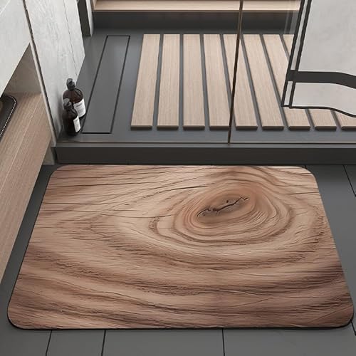 LunarCrafters Holz-Badematte, Holzteppich, Duschmatte, Eingangsmatte für drinnen und draußen, super saugfähig, ultradünn, rutschfest, schnell trocknend, für drinnen und draußen, passt unter die Tür, M von LunarCrafters