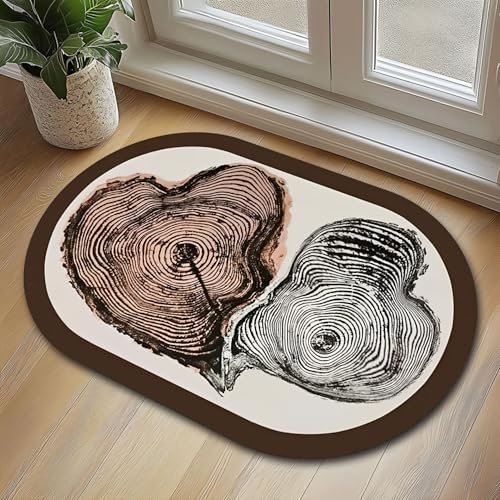 LunarCrafters Holz-Badematte, Holzteppich, Duschmatte, Eingangsmatte für drinnen und draußen, super saugfähig, ultradünn, rutschfest, schnell trocknend, für drinnen und draußen, passt unter die Tür (J von LunarCrafters