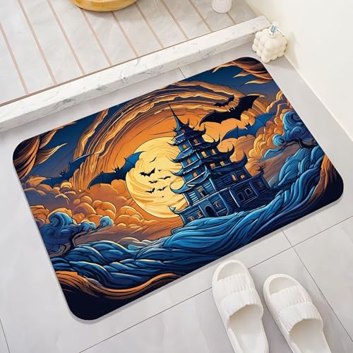 LunarCrafters Kürbis-Teppich, Halloween-Badematte, Horror-Teppich, Eingangsmatte für drinnen und draußen, super saugfähig, ultradünn, rutschfest, schnell trocknend, für drinnen und draußen, passt LunarCrafters Kürbis-Teppich, Halloween-Badematte, Horror-Teppich, Eingangsmatte für drinnen und draußen, super saugfähig, ultradünn, rutschfest, schnell trocknend, für drinnen und draußen, passt von LunarCrafters