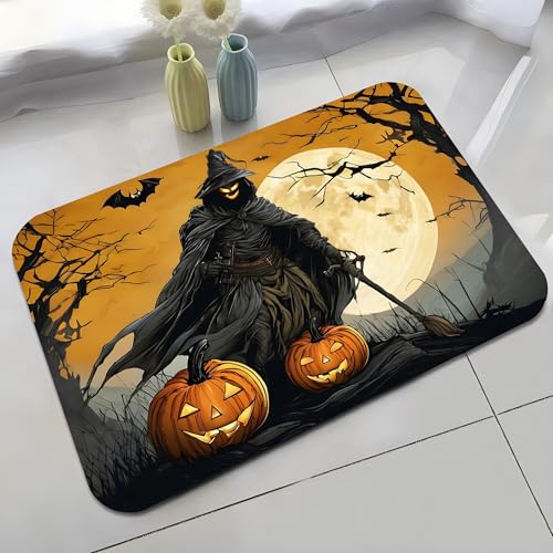 LunarCrafters Kürbis-Teppich, Halloween-Badematte, Horror-Teppich, Eingangsmatte für drinnen und draußen, super saugfähig, ultradünn, rutschfest, schnell trocknend, für drinnen und draußen, passt LunarCrafters Kürbis-Teppich, Halloween-Badematte, Horror-Teppich, Eingangsmatte für drinnen und draußen, super saugfähig, ultradünn, rutschfest, schnell trocknend, für drinnen und draußen, passt von LunarCrafters