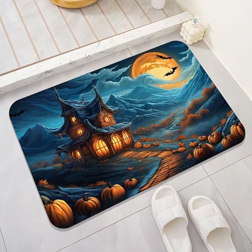 LunarCrafters Kürbis-Teppich, Halloween-Badematte, Horror-Teppich, Eingangsmatte für drinnen und draußen, super saugfähig, ultradünn, rutschfest, schnell trocknend, für drinnen und draußen, passt LunarCrafters Kürbis-Teppich, Halloween-Badematte, Horror-Teppich, Eingangsmatte für drinnen und draußen, super saugfähig, ultradünn, rutschfest, schnell trocknend, für drinnen und draußen, passt von LunarCrafters