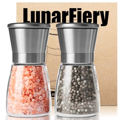 Salz- und Pfeffermühlen Set, Einstellbare Grobheit Grobheit & Fein Salzstreuer, Premium Salz- und Pfeffermühlen [Ohne Gewürzgehalt] von LunarFiery