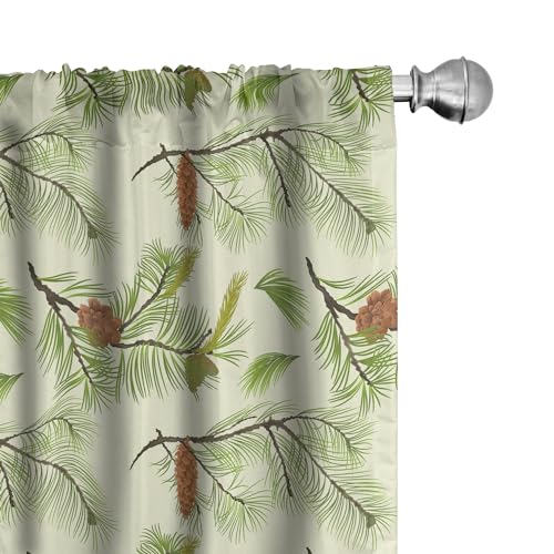Lunarable Tannenzapfen-Fenstervorhänge, durchgehendes Muster mit Baumzweigen mit Nadeln, leichtes Dekor, 2-teiliges Set mit Stangentasche, Paar - 71,1 x 241,3 cm, Grün Olive Lunarable Tannenzapfen-Fenstervorhänge, durchgehendes Muster mit Baumzweigen mit Nadeln, leichtes Dekor, 2-teiliges Set mit Stangentasche, Paar - 71,1 x 241,3 cm, Grün Olive von Lunarable