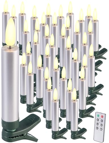 Lunartec LED Kerze: 40er-Set LED-Weihnachtsbaumkerzen mit Dochten und Flammen-Effe, Silber (Christbaumkerzen, Weihnachtsbaumbeleuchtung, Weihnachtsbaum) Lunartec LED Kerze: 40er-Set LED-Weihnachtsbaumkerzen mit Dochten und Flammen-Effe, Silber (Christbaumkerzen, Weihnachtsbaumbeleuchtung, Weihnachtsbaum) von Lunartec