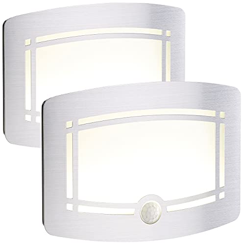 Lunartec LED Bewegungsmelder: 2er-Set 2-stufige Akku-LED-Wandleuchten, Bewegungs-/Lichtsensor, 40 lm (Wandleuchte mit Bewegungsmelder, Akkulampe mit, Nachtlicht aussen) von Lunartec