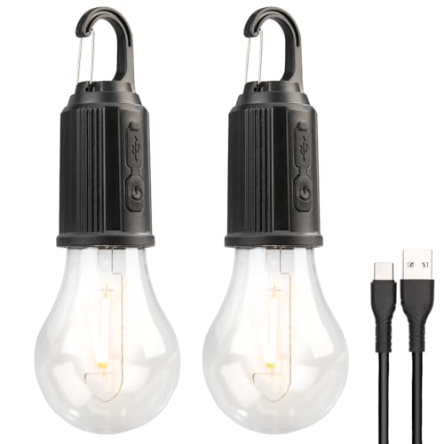 Lunartec Campinglampe: 2er-Set LED-Akku-Glühbirnen mit je 120 Lumen, 400 mAh, USB-Ladung (Akku Glühlampe, Glühbirne aufladbar, Batterie Leuchten) von Lunartec