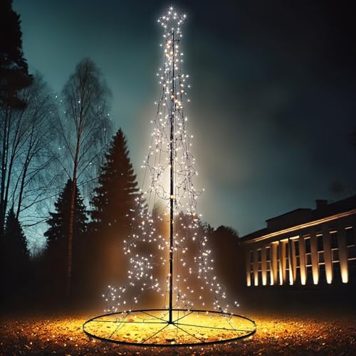 Lunartec Weihnachtsdeko LED außen: 2er-Set XXL LED-Metall-Tannenbaum,Stern,f. außen,500cm,1.460 LEDs,IP44 (Weihnachts Beleuchtung außen, Winterdeko) von Lunartec