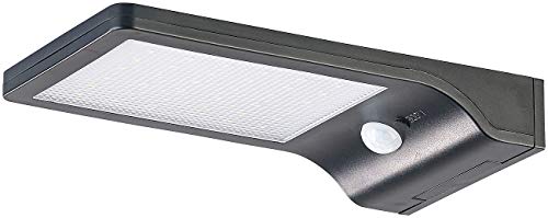 Lunartec LED Solar Leuchte: Solar-LED-Wandleuchte mit PIR-Sensor & Nachtlicht, IP44, 350 Lumen (Balkon Solarleuchte, Solarbewegungsmelderlampe, Dachrinnenleuchten Bewegungsmelder) von Lunartec