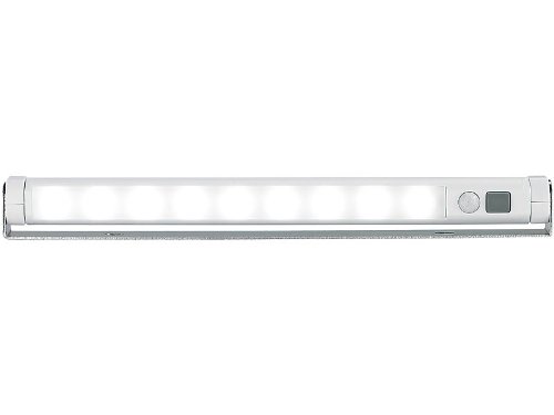 Lunartec Unterbaulampe: Schwenkbare Lichtleiste, Bewegungsmelder, 9 SMD-LEDs tageslichtweiß (LED Leiste mit Bewegungsmelder, LED Leiste schwenkbar, Bewegungssensor) von Lunartec