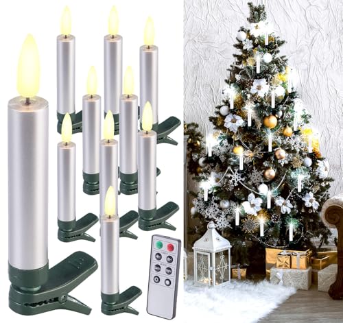 Lunartec Weihnachtsbaumbeleuchtung: 10er-Set LED-Weihnachtsbaumkerzen mit Dochten und Flammen-Effe, Silber (Kerzen, Weihnachtsdeko, Weihnachtsbaum) Lunartec Weihnachtsbaumbeleuchtung: 10er-Set LED-Weihnachtsbaumkerzen mit Dochten und Flammen-Effe, Silber (Kerzen, Weihnachtsdeko, Weihnachtsbaum) von Lunartec