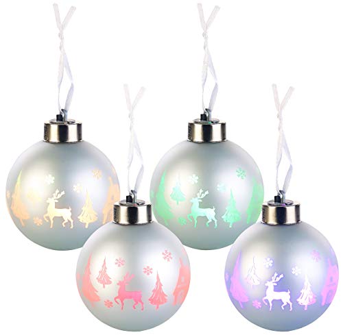 Lunartec LED Weihnachtskugel: Christbaumkugeln mit Farbwechsel-LEDs, Ø 8cm, 4er-Set (Leuchtende Weihnachtskugeln, LED Weihnachtskugeln kabellos, beleuchtet Fensterkugeln) von Lunartec