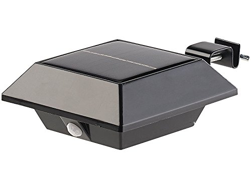 Lunartec Dachrinnenbeleuchtung: Solar-LED-Dachrinnenleuchte mit PIR-Sensor, 160 lm, 2 W, IP44, schwarz (Solar Dachrinnenbeleuchtung, LED, Dachrinnenleuchten Nachtlicht Funktion) von Lunartec